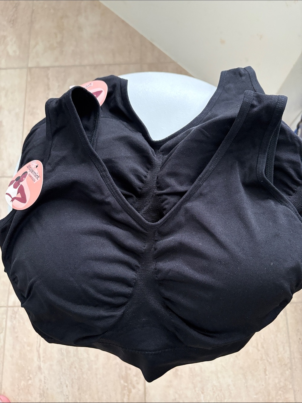 Shapermint Black Seamless V-Neck Support Bra - 2